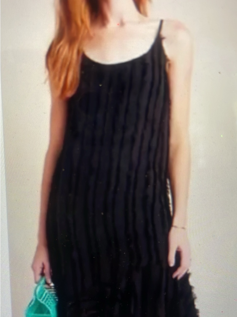 Anthropologie Eri & Ali Black Fringe Asymmetrical Slip Dress XS